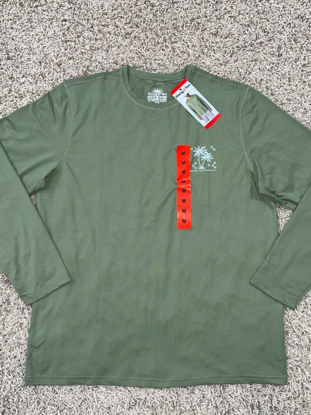 Hang Ten Men’s Long Sleeve Oceanic Sun Shirt Green, Size Medium (New)